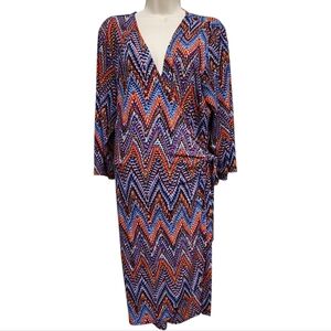 Soho Apparel Multicolor Chevron Wrap Dress Size 2X